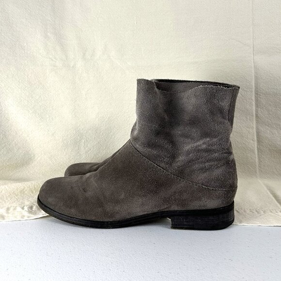 Eileen Fisher Vero Cuoio Gray Suede Slouchy Ankle Boots - Picture 4 of 6